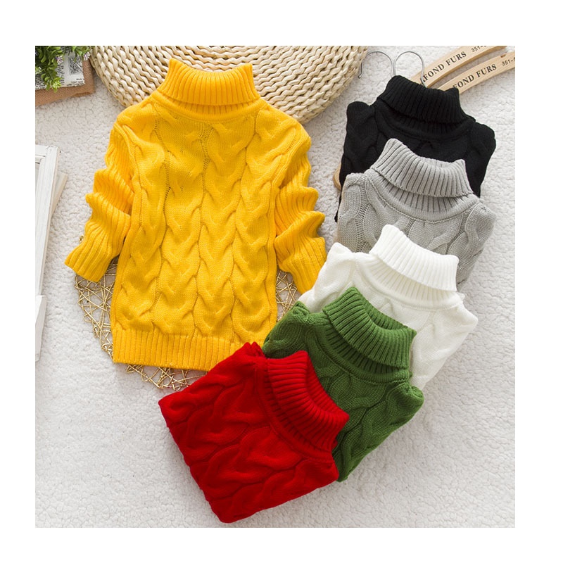 Etecredpow Boys Girls Turtle-Neck Children Jumper Autumn Winter Knit Sweaters Etecredpow Boys Girls Turtle-Neck Children Jumper Autumn Winter Knit Sweaters