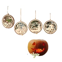 Adornos Colgantes Redondos de Madera Duraderos para Árbol de Navidad DIY con Técnica de Corte para Letreros de Pared