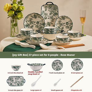 Juego de <span class=keywords><strong>Vajilla</strong></span> de Porcelana Verde Vintage Francés, Plato <span class=keywords><strong>para</strong></span> Pasta, Tazón <span class=keywords><strong>para</strong></span> Ensalada, Tazón <span class=keywords><strong>para</strong></span> Sopa, en Caja de Regalo de Lujo - Product Image 5