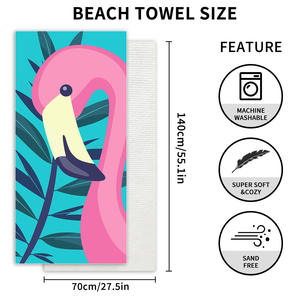 Toalla de playa con estampado de microfibra Absorbente personalizado para <span class=keywords><strong>Amazon</strong></span> [70*140] Colección de estilo tropical de verano en stock - Product Image 3