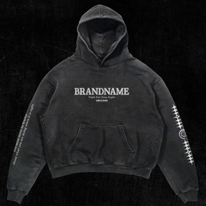 เสื้อฮู้ดผู้ชายแบรนด์เนม สีดำ ทรงโอเวอร์ไซส์ ผ้าฝ้ายเฟรนช์เทอร์รี่ สไตล์สตรีทแวร์ สำหรับฤดูใบไม้ร่วง ดีไซน์กระเป๋าเสื้อ พิมพ์ลาย - Product Image 1