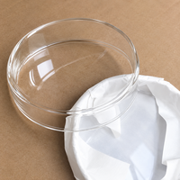 Boîte de Pétri ronde en verre borosilicaté avec plaque de gélose stérile à fond plat en plastique pour culture cellulaire