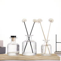 Bouteille diffuseur en verre transparent de plusieurs tailles, vide, rechargeable, pour huiles aromatiques, vente en gros