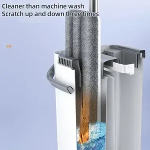 Fábrica al por mayor 360 Magic Microfiber Mop Bucket Set Hands-Free Rectangle Single Steel Pole Bucket para la limpieza del coche - Product Image 2