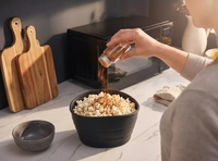 Pop-cornière pliable en silicone pour micro-ondes, grande capacité, avec couvercle, compatible lave-vaisselle