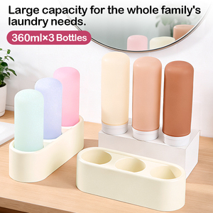 Flaconi Vuoti Ricaricabili con Tappo Flip-Top in Silicone per Shampoo e Balsamo, Dispenser per Bagno - Product Image 2