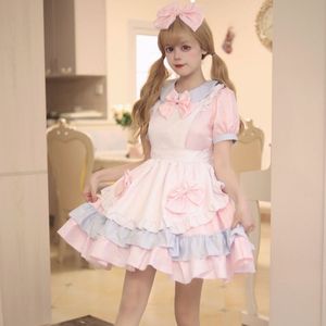 Japanese Maid Lolita Dress Pink Sweetheart Neckline Cosplay Costume Anime Role Play Uniform Set Spring 2023 - Product Image 2
