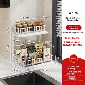 רב תכליתיים כפול שכפול ארון מטבח, תחת כיור מדף אחסון תיבול לבית - Product Image 6