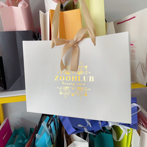 Thiết Kế Logo Tùy Chỉnh Túi Giấy Sang Trọng Bao Bì Quà Tặng Túi Giấy Mua Sắm Với Ribbon Handle - Product Image 4