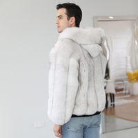 Automne hiver chaud confortable charmant Style vêtements d'extérieur en vraie fourrure de renard vêtements d'extérieur ourlet manchette fil porter chapeau manteau OEM personnalisé pour les hommes
