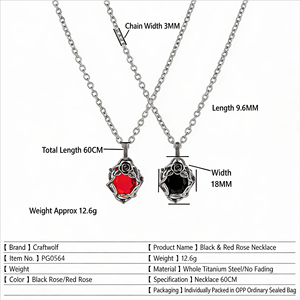 Collar de Acero Inoxidable con Colgante de Flor de Rosa Vintage, Estilo Chen Weiting, para Hombre y Mujer, Joyería con Colgante de Flor que Combina con Todo - Product Image 4