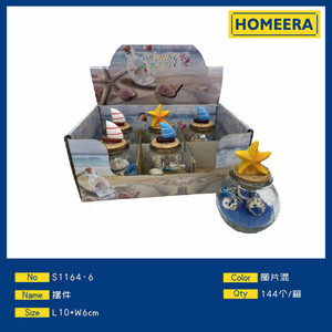 Ornamenti bottiglie di vetro decorativo guscio e resina Mix colori 6 pezzi Per scatola - Product Image 1