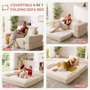 Convertible Folding Floor Sofa Bed Queen Size Foldable <strong>Sleeper</strong> 4-in-1 Sofa Bed Corduroy Upholstery Boneless Mattress Couch - Product Image 5