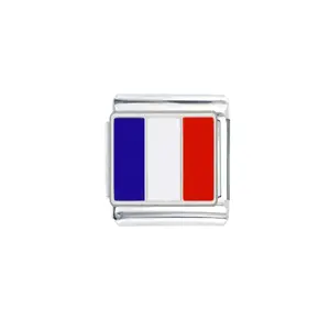 Wholesale Top Fashion 3*9MM Stainless Steel Material France Flag Woman Jewelry Bracelet With Claw Setting