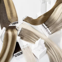Extensions de cheveux invisibles à bandes adhésives, 100% cheveux humains alignés sur les cuticules, extensions à bandes adhésives en gros pour salon de beauté