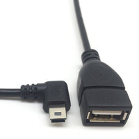 USB-Mini-Kabel, links-rechts abgewinkelt, auf USB 2.0 Buchse, OTG-Verlängerungskabel