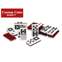 52x27mm Double Nine Acrylique Dominos Set Black Dot Dominos Blocks Red Dominoes Custom