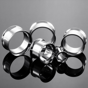 Acier <span class=keywords><strong>Double</strong></span> Évasé Creux <span class=keywords><strong>Oreille</strong></span> Chair Tunnel Plug Sans Fil <span class=keywords><strong>Oreille</strong></span> Expander Jauges Piercing Bijoux Sans Fil - Product Image 3