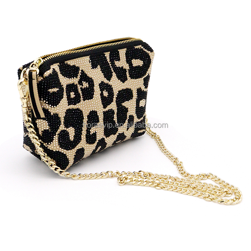 【CHRISTINE PROJECT】Shopping Bag Clutch Leopard Crystal Crossbody Bags Flyknit Rhinestone Shopping Bag