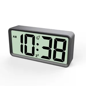 Digital Alarm Clock LCD Large Electronic Tabletop Digital Clock with Backlight Time Snooze Table Desk Wall Clock DCF Radio Alarm