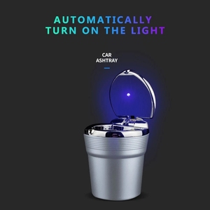 Cenicero interno de Metal para coche, accesorio Universal portátil multifunción con cubierta y luz LED para automóvil - Product Image 4