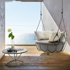 Fauteuil suspendu en fer forgé pour balcon, jardin, terrasse, style 'Internet Celebrity', avec support de canapé, pour extérieur individuel ou villa - Product Image 5