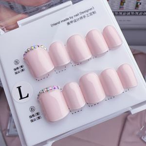 Uñas Postizas Acrílicas Hechas a Mano Estilo Francés, Forma Corta, Cobertura Completa, Proveedor Mayorista - Product Image 1