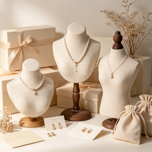 Vintage Jewelry <b>Display</b> Set, Wooden Torso <b>Model</b> <b>for</b> Necklaces Pendants Earrings, Desktop Holder <b>for</b> Showcase & Decoration - Product Image 5