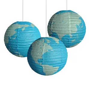 Kids room's decoration paper lamp shade with world map printing
