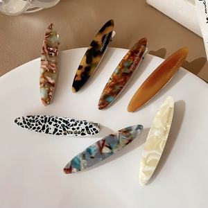 法国复古高端发夹女5厘米琥珀色醋酸鸭嘴设计珍珠盒新款侧刘海夹发饰派对 - Product Image 3