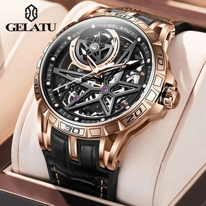 Montre Homme Squelette Automatique Mécanique Tourbillon Étanche Grand Cadran Saphir Lumineux Haute Qualité Marque GELATU pour le Dropshipping - Product Image 1