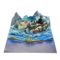 Carte de vœux personnalisée 3D faite à la main, écologique, style animaux marins, artisanat en papier, pour la fête des pères et les anniversaires