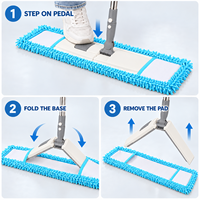 Serpillère plate télescopique en microfibre chenille personnalisée OEM, lavable, pour le nettoyage des sols domestiques et l'entretien des parquettes et carrelages