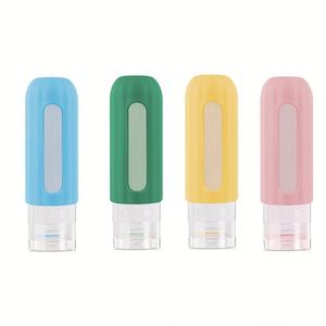 ขวดใส่ของใช้ส่วนตัวแบบมีหน้าต่างใส ป้องกันการรั่วซึม ขนาด 90 มล./3 ออนซ์ พร้อมโลโก้สั่งทำพิเศษ ชุดขวดซิลิโคนบีบได้สำหรับเดินทาง บรรจุภัณฑ์สำหรับแชมพูและเครื่องสำอาง - Product Image 1