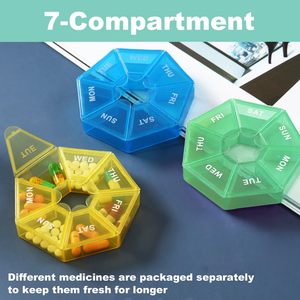 Boîte à pilules carrée portable, mini, écologique, moderne, multifonctionnelle, 7 jours, logo personnalisé, 7 compartiments, rangement en plastique pour pilules et capsules - Product Image 5