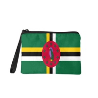 Dompet Koin Mini Kanvas Cetak Warna Campuran Bendera Dominika, Dompet Portabel Ritsleting Modis untuk Koin & Barang-Barang Kecil