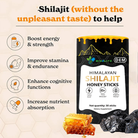Bâtonnets de miel au Shilajit de l'Himalaya – Mélange naturel d'acide fulvique et de minéraux traces – Complément nutritionnel infusé au miel naturel