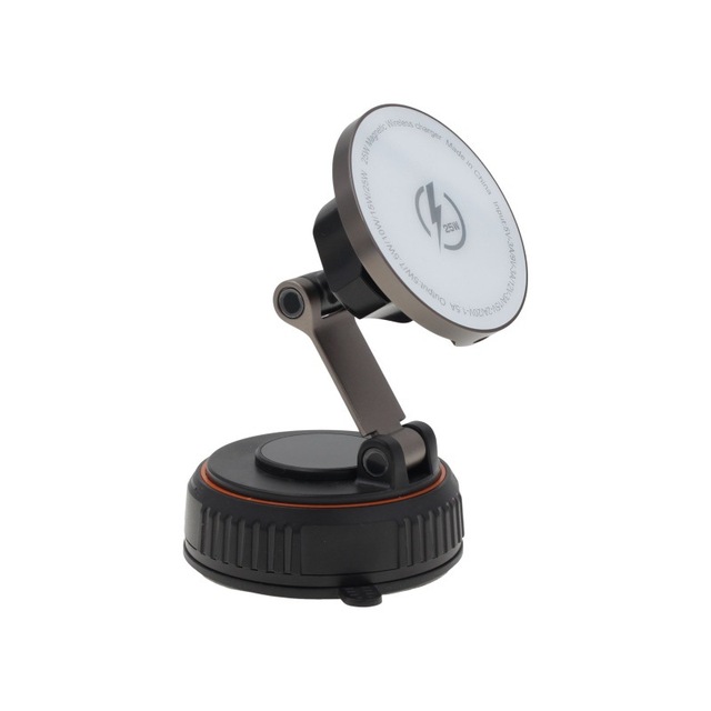 25W Magnetic Wireless Charging Car Charger with 3-in-1 Vacuum Suction Cup 360 Foldable Phone Mount for iPhone & Android
