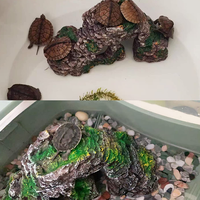 Plateforme de descente en résine pour tortue, rampe d'escalade, terrasse, Reptile, grotte flottante, Aquarium, décoration, ornement, roche