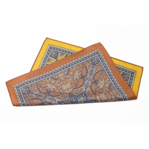 Jacinth Jaune Double Face Imprimé Hanky 100% Laine Mouchoirs de Poche Hommes Mouchoir pour Vente en Gros - Product Image 5