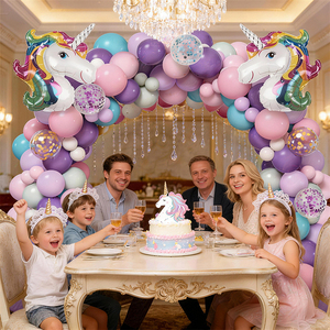 Kit d'<span class=keywords><strong>arche</strong></span> de ballons durables en aluminium et latex avec affiche Joyeux Anniversaire, imprimé offset, pour la décoration d'anniversaire d'enfants - 1 <span class=keywords><strong>licorne</strong></span> - Product Image 2