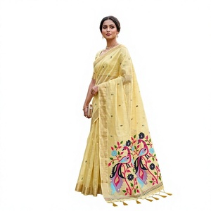 Sari en soie noire pour femme avec dupatta brodé, longueur standard, style traditionnel pour fêtes et mariages, Inde et Pakistan, réversible - Product Image 1