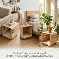 Lit et cage pour animaux de compagnie en bois rectangulaire personnalisé avec rembourrage en plastique doux et confortable pour chiens et chats |   Chenil et cage élégants