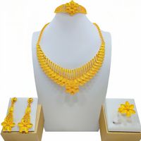Parure de bijoux de luxe pour mariage indien à Dubaï Parure de bijoux nigérians plaqués or 24 ct pour femmes