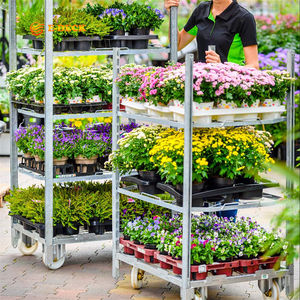Offre Spéciale chariot de chariot d'affichage de fleur en métal de centre de jardin de pépinière 3 rangées - Product Image 1