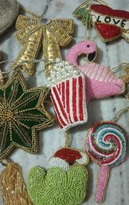 Prix de gros, broderie perlée faite à la main, ornement de festival, design de bonbons de Noël, haute qualité, couleur personnalisable - Product Image 6