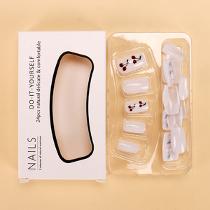 My Seven Days BZ1410 Ins Faux ongles portables transfrontaliers en gros, pointes cerise blanches courtes, finition prête, 24 pièces, style européen et américain - Product Image 4