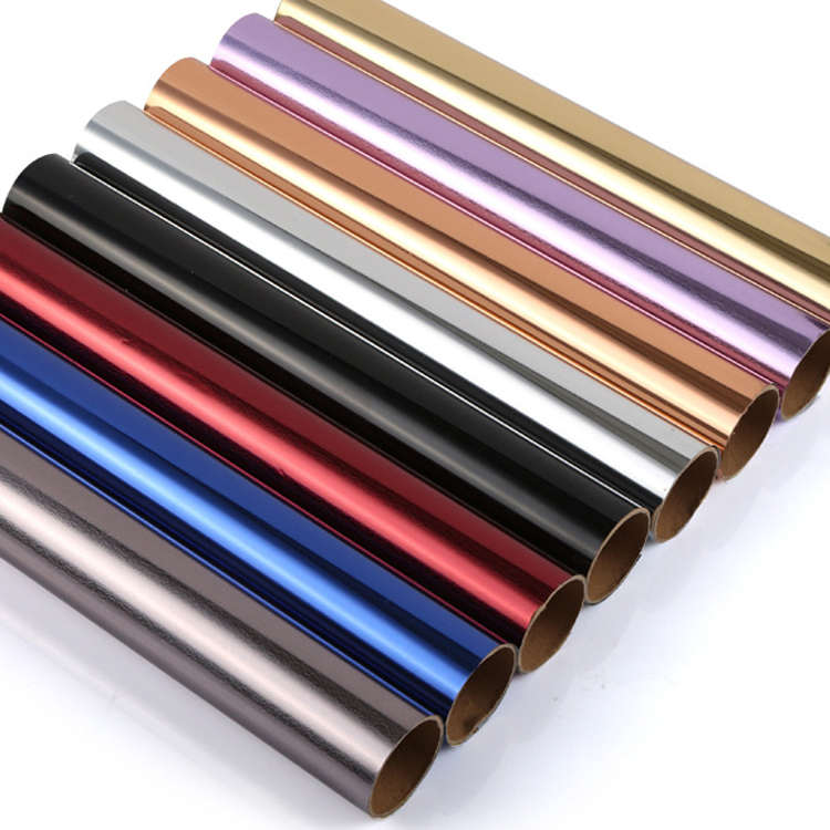 Tùy Chỉnh Cắt Vàng Đàn Hồi Tự Dính Truyền Nhiệt Siêu Bóng Mềm Foil Vĩnh Viễn Kết Cấu Kim Loại Vinyl