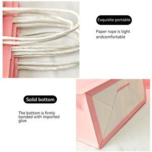 Wholesale Custom Logo <b>Paper</b> <b>Gift</b> <b>Bag</b> Pink Cheap <b>Paper</b> Food Packaging <b>Bags</b> Kraft <b>Paper</b> <b>Bags</b> with Handle - Product Image 3