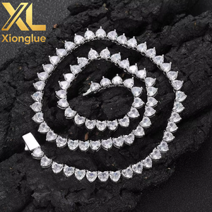 New Style Hiphop Jewelry 18K Gold Plated <b>Iced</b> <b>Out</b> Tennis <b>Chain</b> Heart Shape Cubic Zirconia Tennis <b>Chain</b> Necklace for Women - Product Image 2